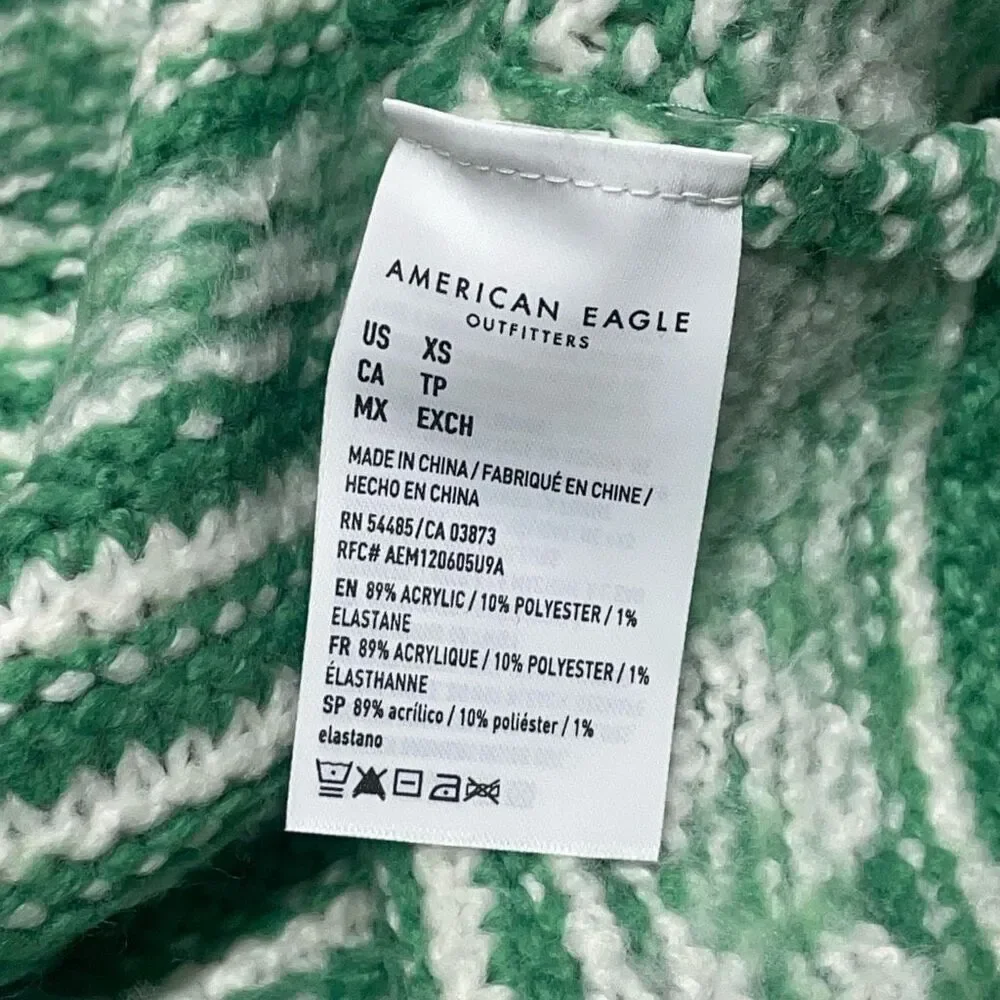 American Eagle Kelly Green Fair Isle Oversized Sweater N0402